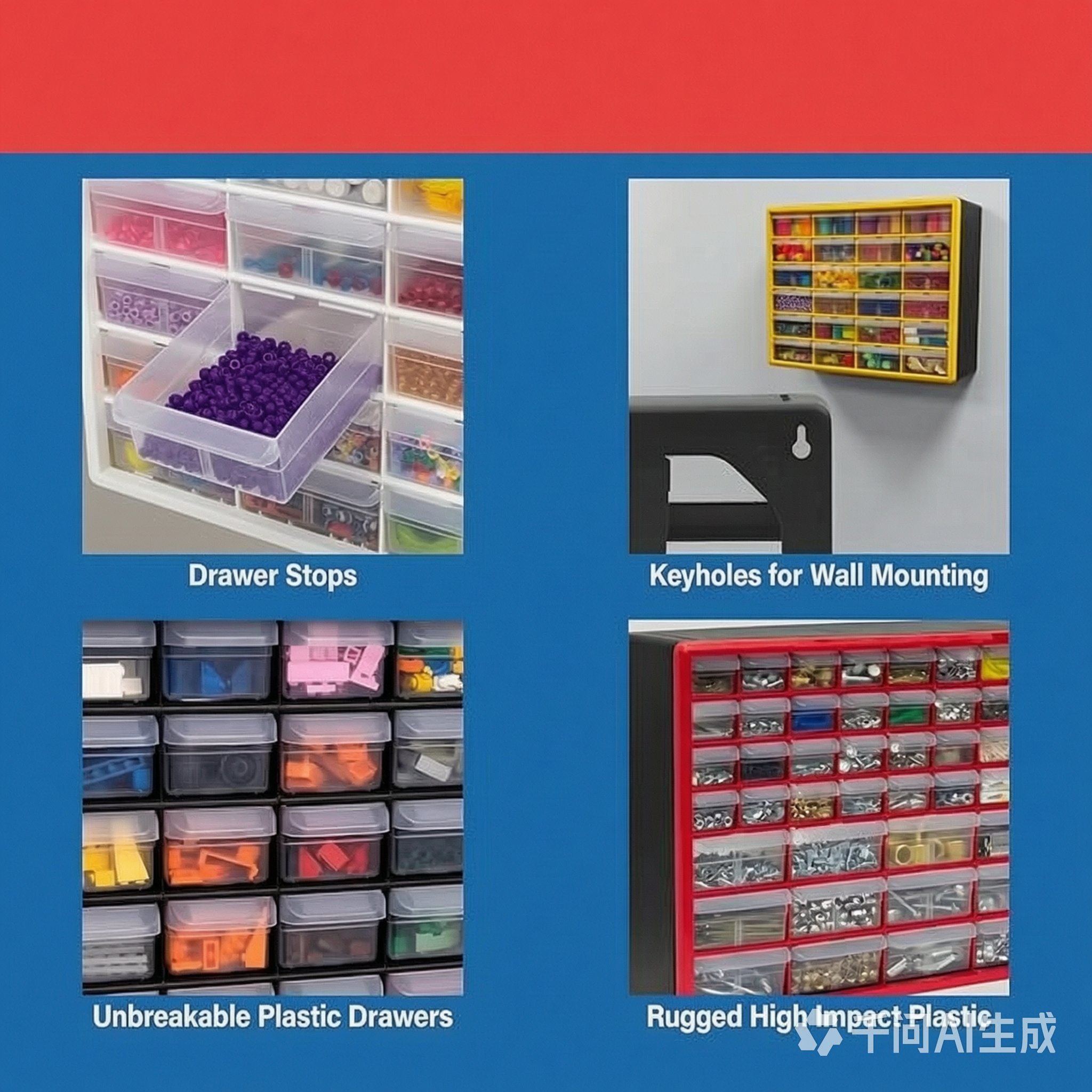Storage Organizer Box with Lid, Multi-Purpose Plastic Storage Bin, Dustproof Organizer for Closet, Kitchen, Bathroom, Office, Desktop Organization